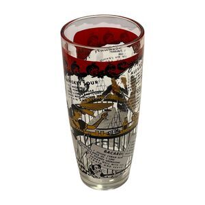 Vintage Mid Century Modern Multicolor Glass Printed Cocktail Mixer without Lid